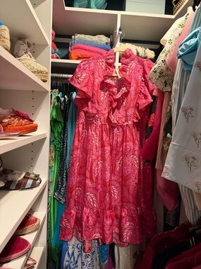 Figure silk block print mini dress